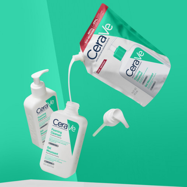 אריזת מילוי ג'ל ניקוי מקציף לפנים לעור רגיל עד שמן 473 מ"ל - סרווה