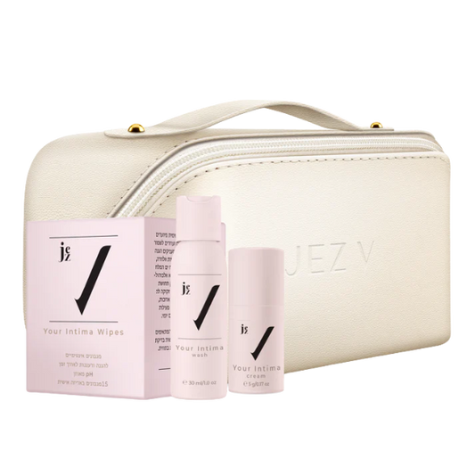 ערכת אינטימה מוקטנת לנסיעות + תיק רחצה בצבע בז' - JEZ V