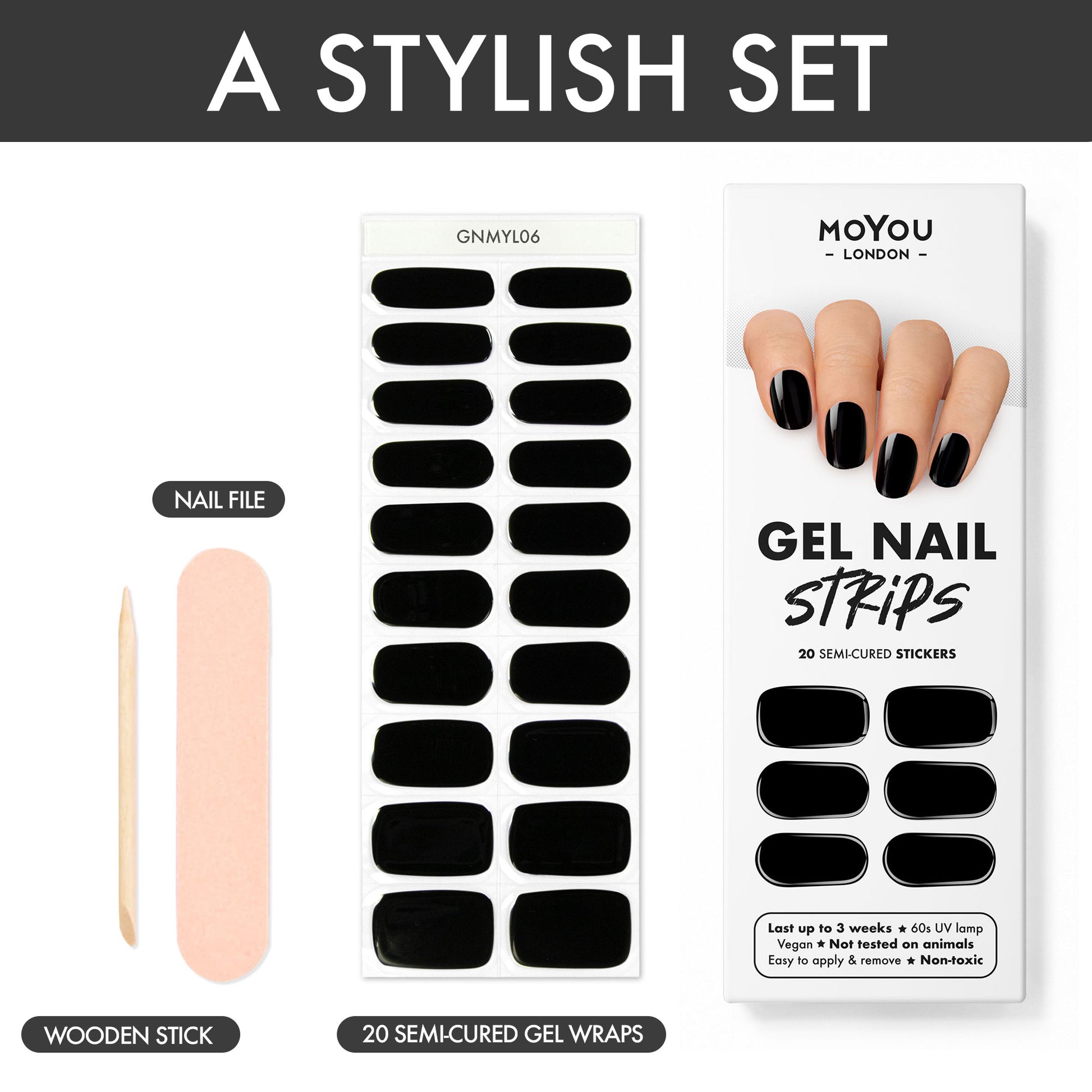 מדבקות לק ג'ל שחור 06 מויו