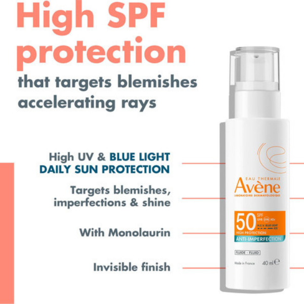 תחליב הגנה קליל מהשמש SPF50 לעור עם פצעונים 40 מ"ל - Avene