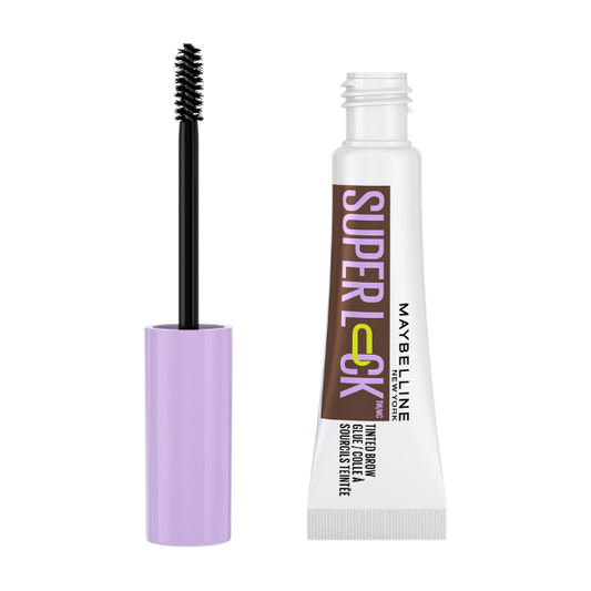 ג'ל גבות חום 'סופר לוק' שקוף בעל נוסחה חזקה עמיד לעד 24 שעות - מייבלין