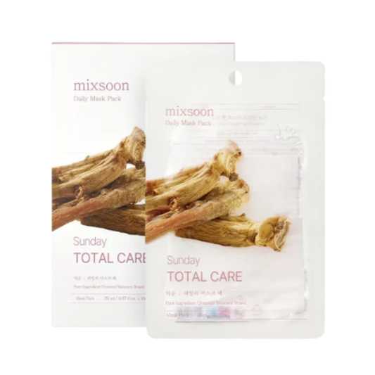 מארז מסכות 'Sunday Total Care' מועשרות בג'ינסנג אדום להרגעה והענקת לחות 10 יח' - mixsoon