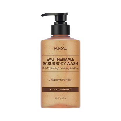 ג'ל רחצה פילינג מועשר במים טרמליים בניחוח סיגלית ומיוגט לניקוי הגוף 500 מ"ל - KUNDAL