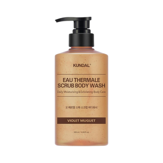 ג'ל רחצה פילינג מועשר במים טרמליים בניחוח סיגלית ומיוגט לניקוי הגוף 500 מ"ל - KUNDAL