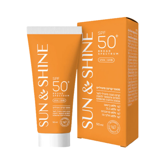 קרם הגנה מינרלי SPF-50 "סאן שיין" לעור הפנים והצוואר 50 מ"ל - קיי אנד קר