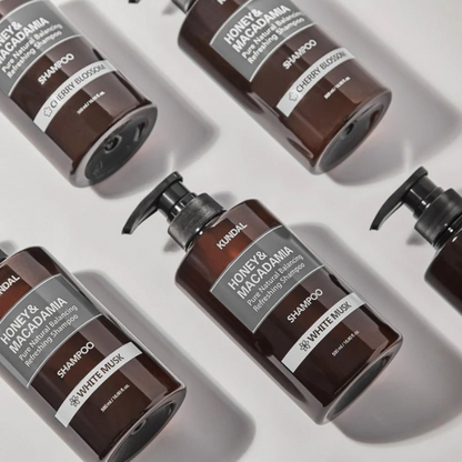 שמפו ללא מלחים 'דבש ומקדמיה' לאיזון וטיהור שיער שומני 500 מ"ל - KUNDAL