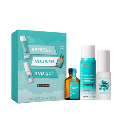 מארז מוצרים מוקטנים לרענון שיער כהה מרוקן אויל