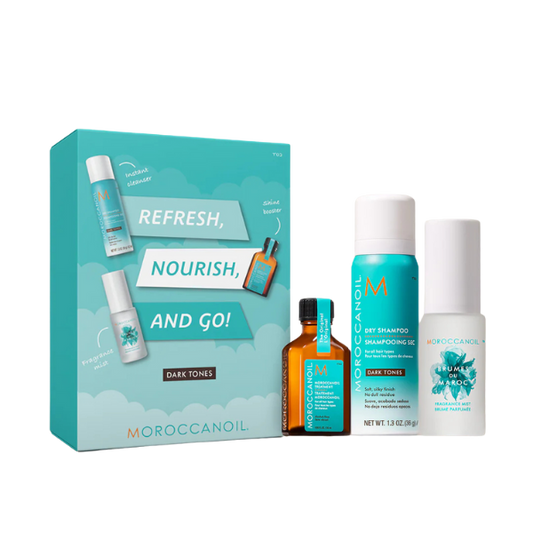 מארז מוצרים מוקטנים לרענון שיער כהה מרוקן אויל