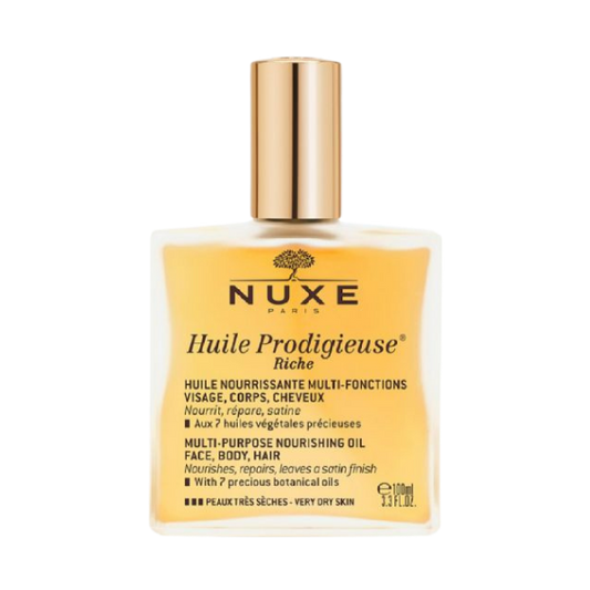 שמן רב שימושי עשיר ומזין לעור יבש 'huile prodigieuse riche' לעור הפנים, הגוף ולשיער 100 מ"ל - Nuxe