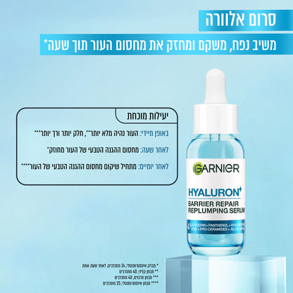 סרום אלוורה להענקת לחות לעור הפנים מסדרת 'היאלורוניק אלו' 30 מ"ל - גרנייה