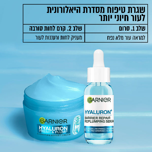 קרם סורבה חומצה היאלורונית להחזרת נפח לעור הפנים 85 מ"ל - גרנייה