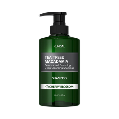 שמפו ללא מלחים 'עץ התה ומקדמיה' לניקוי עמוק וטיהור לקרקפת שומנית 500 מ"ל - KUNDAL