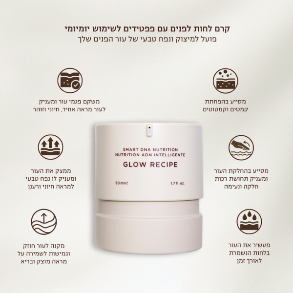 קרם לחות פפטידים 'GLOW RECIPE' למיצוק והענקת נפח טבעי לעור הפנים 50 מ"ל - אייקוניקס