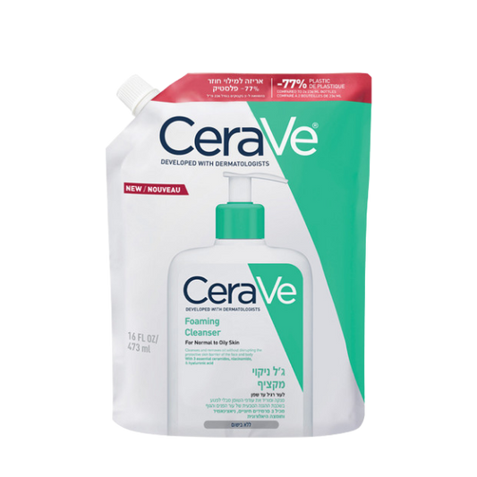 אריזת מילוי ג'ל ניקוי מקציף לפנים לעור רגיל עד שמן 473 מ"ל - סרווה