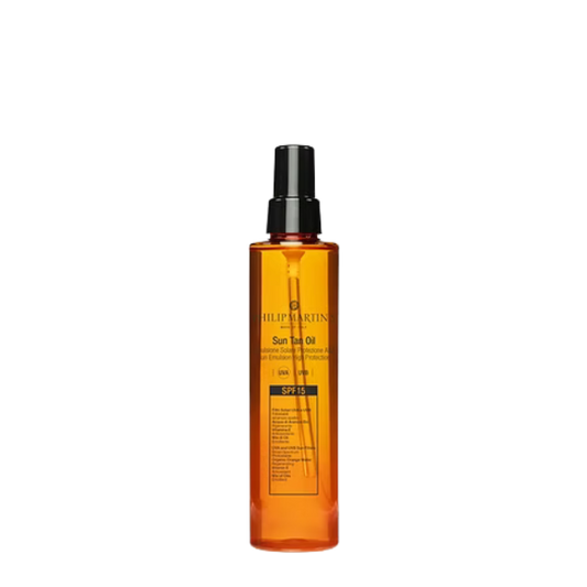 שמן שיזוף 'סאן טאן אויל' SPF15 המעניק גוון שזוף לטבעי לעור הגוף 150 מ"ל  - פיליפ מרטינס