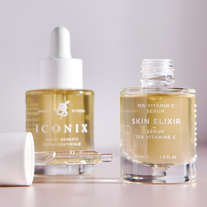 סרום ויטמין סי 15% 'SKIN ELIXIR' להבהרת כתמי פיגמנטציה והענקת זוהר 30 מ"ל - אייקוניקס