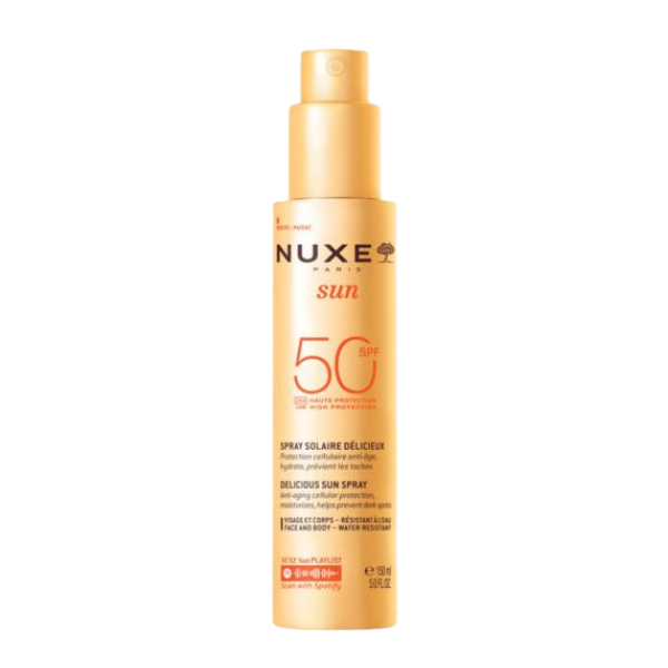 ספריי הגנה מהשמש SPF-50 לפנים ולגוף מסדרת 'סאן' 150 מ"ל - Nuxe