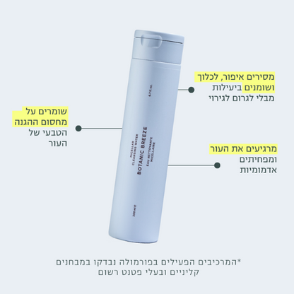 מים מיסלריים 'BOTANIC BREEZE' להסרת איפור וניקוי עור הפנים 200 מ"ל - אייקוניקס
