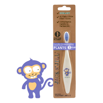 מברשת שיניים אקולוגית לתינוקות בעיצוב קוף - ג'ק אן ג'יל
