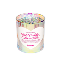 נר סויה 'But Daddy I Love Him!' בעיצוב נצנצים כסופים 255 גרם - Candier